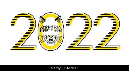 Anno 2022. L'anno della tigre. Illustrazione vettoriale Illustrazione Vettoriale