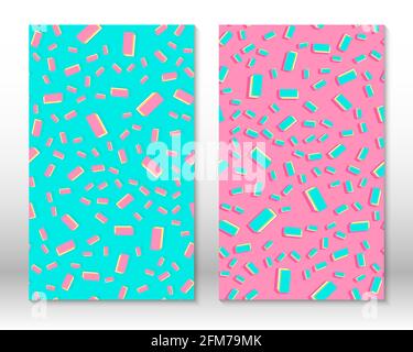 Set di modelli senza giunture Doodle Fun. Sfondo colorato funky. Illustrazione Vettoriale