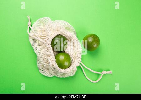 Frutta, sacchetti riutilizzabili, shopping sostenibile, shopping, Foto Stock