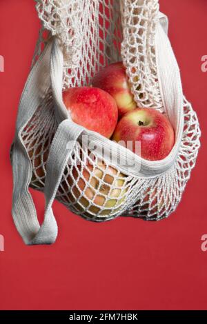 Frutta, sacchetti riutilizzabili, shopping sostenibile, shopping, Foto Stock