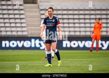 Gaetane Thiney del Paris FC reagisce durante la partita di calcio femminile del campionato francese D1 Arkema tra Paris FC e Paris Saint-Germain il 6 maggio 2021 allo stadio Charlety di Parigi, Francia - Foto Melanie Laurent / A2M Sport Consulting / DPPI / LiveMedia Foto Stock