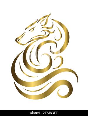 Vettore di linea di un lupo urlante. Può essere usato per fare un logo o articoli decorativi Illustrazione Vettoriale