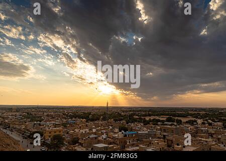 una bella vista della città di jaisalmer rajasthan. Foto Stock