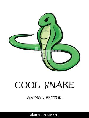 Illustrazione vettoriale cartone animato su sfondo bianco di un serpente. Illustrazione Vettoriale