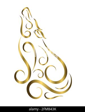 Vettore di linea di un lupo urlante. Può essere usato per fare un logo o articoli decorativi Illustrazione Vettoriale