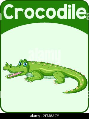 Scheda educativa inglese di illustrazione del coccodrillo Illustrazione Vettoriale