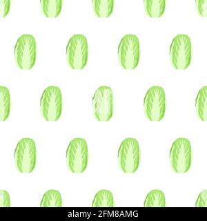 Motivo senza giunture disegnato a mano con cavolo cinese napa per il design di sfondo. Illustrazione vettoriale isolata. Illustrazione Vettoriale