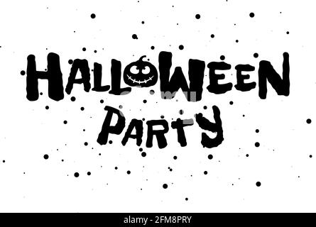 Happy Halloween Party banner di testo spaventoso per le vacanze con silhouette di zucca spooky Jack o Lantern. Illustrazione di invito del modello di disegno del biglietto di auguri vettoriale Illustrazione Vettoriale