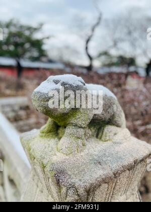 Statua di Haechi nel Palazzo di Gyeongbokgung, Corea del Sud Foto Stock