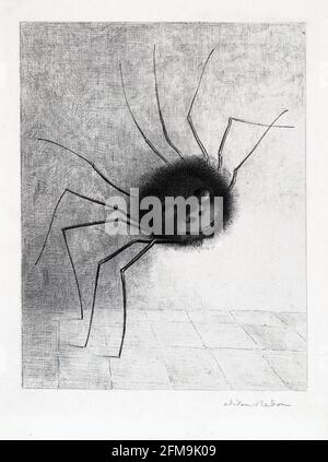 Odilon Redon. (Francese, 1840-1916). Araignée (Spider). (1887). Litografia su applicazione di crine. Foto Stock