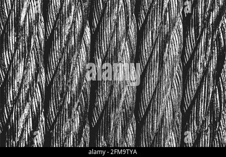 Trama di sovrapposizione in difficoltà della corda intrecciata. Sfondo grunge. Illustrazione vettoriale astratta a mezzitoni Illustrazione Vettoriale