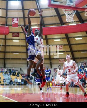 MUNSTER, STATI UNITI - 01 dicembre 2018: Munster vs Hammond High School Basketball Foto Stock