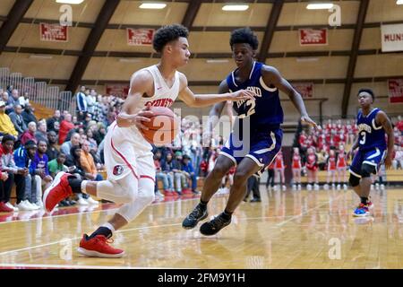 MUNSTER, STATI UNITI - 01 dicembre 2018: Munster vs Hammond High School Basketball Foto Stock