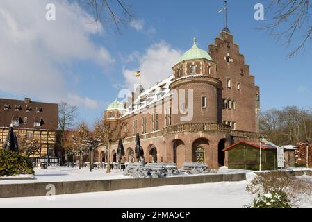 Wittringen ormeggiato castello in inverno, Gladbeck, Ruhr zona, Nord Reno-Westfalia, Germania Foto Stock