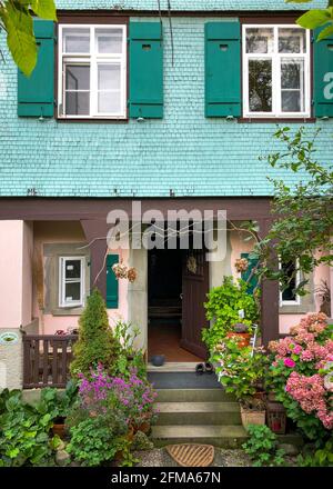 Lago di Costanza, mia e Hermann Hesse House, Gaienhofen, Casa, Baden-Württemberg, Germania Foto Stock