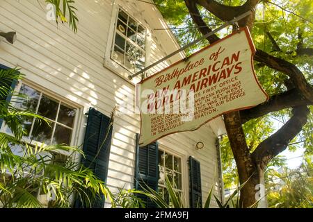 Edificio che fu il luogo di nascita di Pan Americn World Airways In Key West Florida USA 7 27 2010 Foto Stock