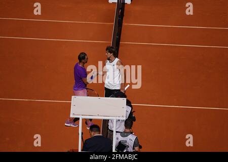 Madrid, Spagna. 07 maggio 2021. Rafael Nadal (SPA) VS Alexander Zverev (GER) Durning Match Master 1000 - Mutua Madrid Open 2021, Madrid 7 maggio 2021 Credit: CORDON PRESS/Alamy Live News Foto Stock