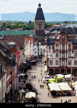 Vista della città vecchia di Speyer dalla cattedrale, Speyer, patrimonio dell'umanità dell'UNESCO, Renania-Palatinato, Germania Foto Stock