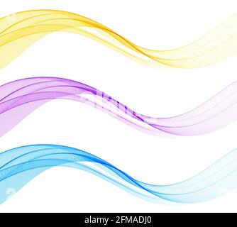 Vettore astratto linee colorate fluenti isolate su sfondo bianco. Elemento di design per tecnologia, scienza, concetto moderno. Illustrazione Vettoriale