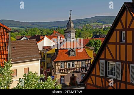 Vecchio municipio, città vecchia, case a graticcio, Bad Soden-Salmünster, Assia, Germania Foto Stock