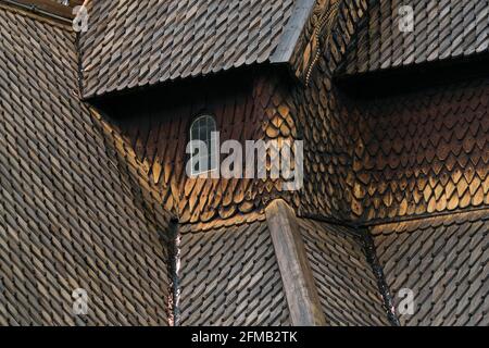 Chiesa di Stave a Lom, Innlandet, Norvegia Foto Stock