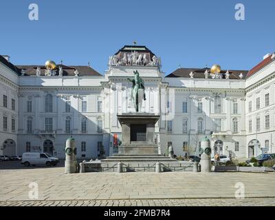 Biblioteca nazionale austriaca, statua di Giuseppe, imperatore Giuseppe II, 1 ° distretto Innere Stadt, Vienna, Austria Foto Stock