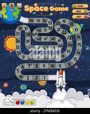 Gioco da tavolo per bambini nello spazio esterno modello illustrazione Illustrazione Vettoriale