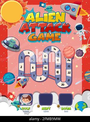 Gioco da tavolo per bambini nello spazio esterno modello illustrazione Illustrazione Vettoriale