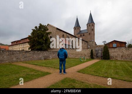 Germania, Sassonia-Anhalt, Ilsenburg, Monastero di Drübeck, ex abbazia benedettina di Ilsenburg (Harz), OT Drübeck, appartiene alla Transromanica, la strada romanica. Foto Stock