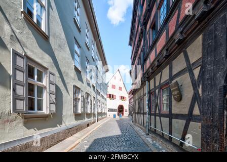Deposito, facciata casa, a graticcio, città vecchia, estate, Erfurt, Turingia, Germania, Europa Foto Stock