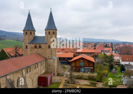 Germania, Sassonia-Anhalt, Ilsenburg, Monastero di Drübeck, ex abbazia benedettina di Ilsenburg (Harz), OT Drübeck, appartiene alla Transromanica, la strada romanica. Foto Stock