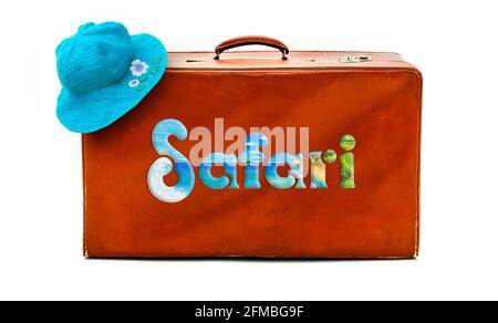 Valigia con etichetta "Saari" Foto Stock