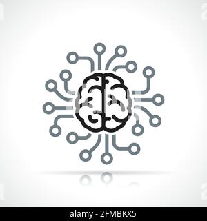 icona di intelligenza artificiale simbolo di progettazione isolato Illustrazione Vettoriale
