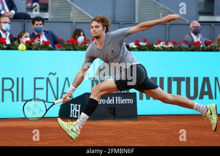 Madrid, Spagna. 07 maggio 2021. Alexander Bublik di Kazako durante il Mutua Madrid Open 2021, Masters 1000 torneo di tennis il 7 maggio 2021 a la Caja Magica a Madrid, Spagna - Foto Laurent Lairys / ABACAPRESS.COM Credit: Abaca Press/Alamy Live News Foto Stock