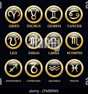 Impostare il segno zodiacale nel riquadro circolare Illustrazione Vettoriale