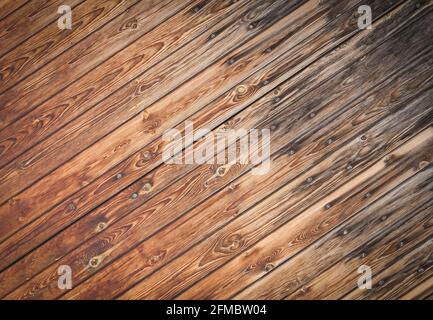 La texture ravvicinata delle tavole legnose. Messa a fuoco selettiva Foto Stock