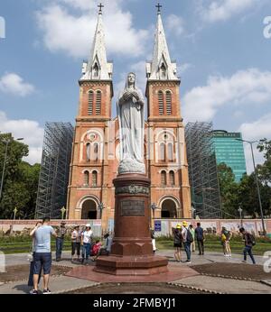 Basilica della Cattedrale di Notre-Dame, alias Basilica della Cattedrale di nostra Signora dell'Immacolata Concezione, ho Chi min City, Saigon, Vietnam Foto Stock