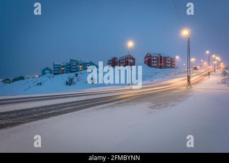 Case colorate a Nuuk, Groenlandia Foto Stock