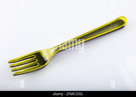 Posate in plastica, forchetta colorata, adatte per viaggi Foto Stock