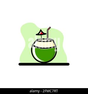 Bevanda di succo di cocco icona vettoriale Illustrazione Concept Design eps10 Illustrazione Vettoriale