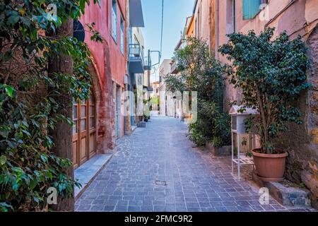 Pittoresche strade panoramiche della città veneziana di Chania. Chania, Creete, Grecia Foto Stock