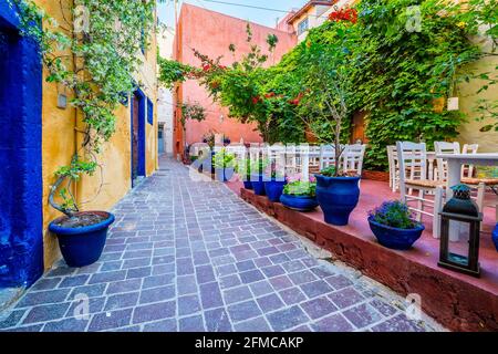 Pittoresche strade panoramiche della città veneziana di Chania. Chania, Creete, Grecia Foto Stock