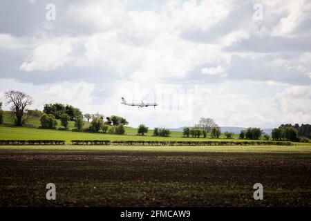 British Airways a321 Neo, avvicinamento finale all'aeroporto di Glasgow Foto Stock