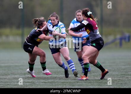 DURHAM CITY, REGNO UNITO. 8 MAGGIO Linzi Taylor di Darlington Mowden Park Sharks sull'attacco durante la partita FEMMINILE ALLIANZ PREMIER 15S tra DMP Durham Sharks e Harlequins al Castello di Maiden, Durham City sabato 8 maggio 2021. (Credit: Chris Booth | MI News) Credit: MI News & Sport /Alamy Live News Foto Stock