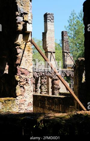 Rovine della Wolf House, situata nel Jack London state Historical Park; ex tenuta dello scrittore Jack London, Glen Ellen, Sonoma County, California. Foto Stock