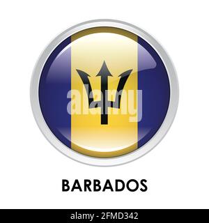 Bandiera rotonda delle Barbados Foto Stock