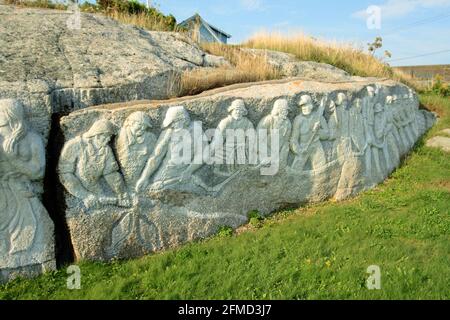 monumento ai pescatori, baia di peggy, nuova scozia, canada Foto Stock