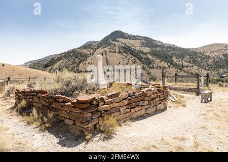 Cimitero, città fantasma di Bannack, Montana, Stati Uniti Foto Stock