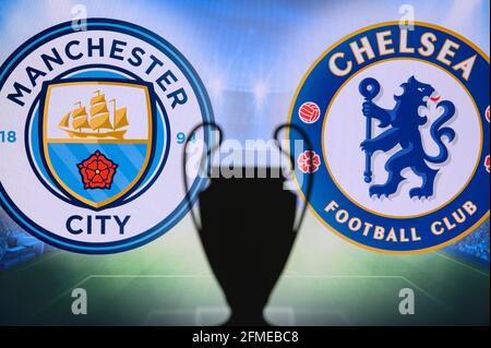 LONDRA, INGHILTERRA, MAGGIO. 8. 2021: Manchester City (ENG) vs Chelsea FC (ENG). UEFA Champions League Final 2021 a Istanbul, turchia, calcio, UCL T Foto Stock