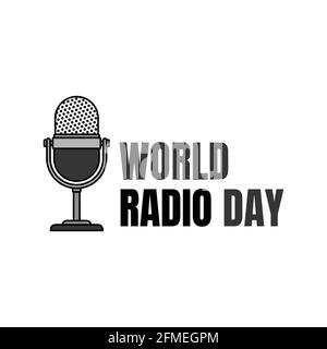 World radio day design con illustrazione vettoriale del microfono podcast. Buon modello per il podcast o radio day design. Illustrazione Vettoriale